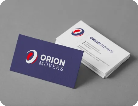 Orion Movers logo brand application: Business Cards