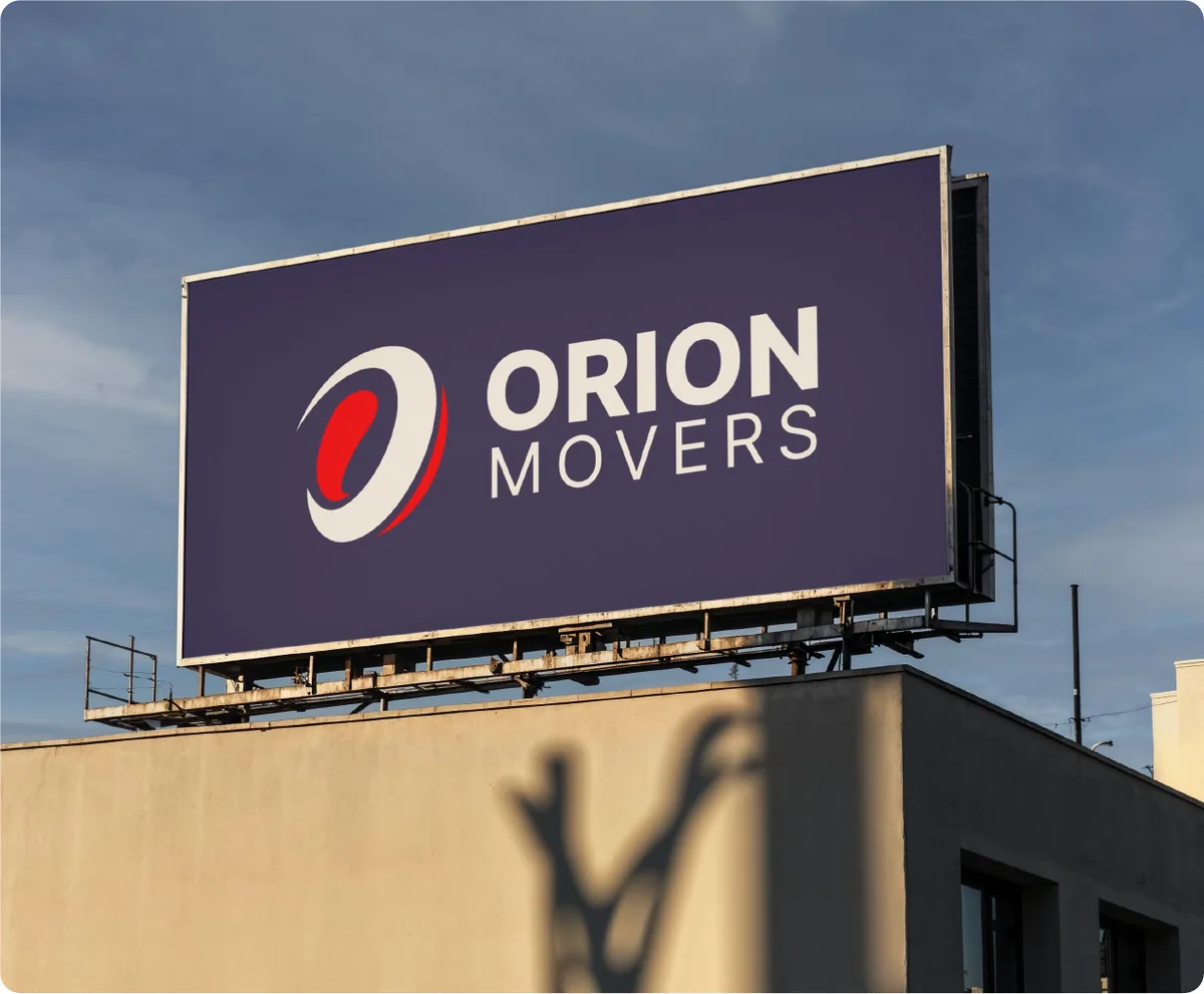 Orion Movers logo brand application: billboard