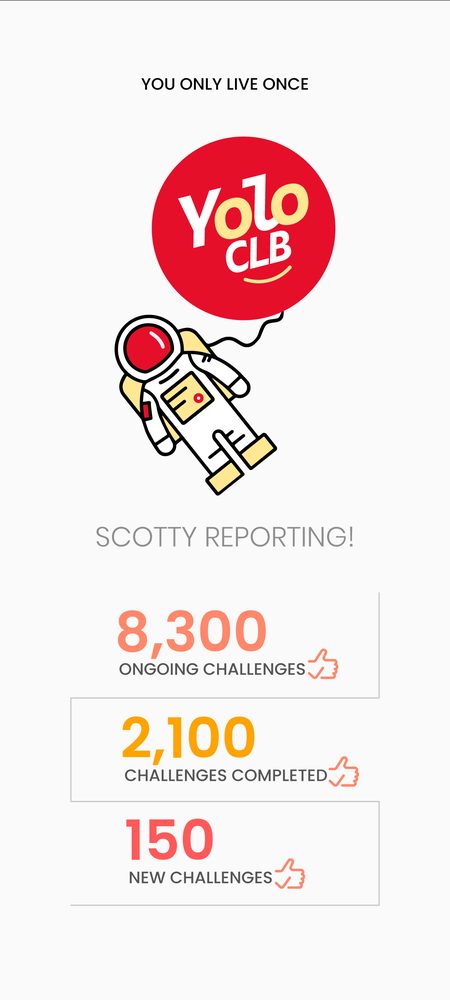 YoloClb splash screen showing live challenge counts